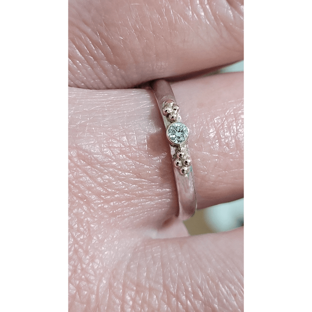 small diamond ring in sterling silver and 14kt gold