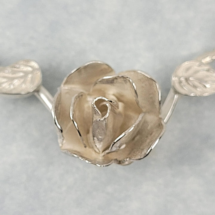 White Rose Necklace in Sterling Silver