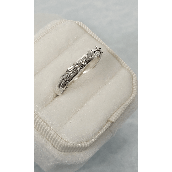 Wild Thyme Leaf Wedding Band in Sterling Silver