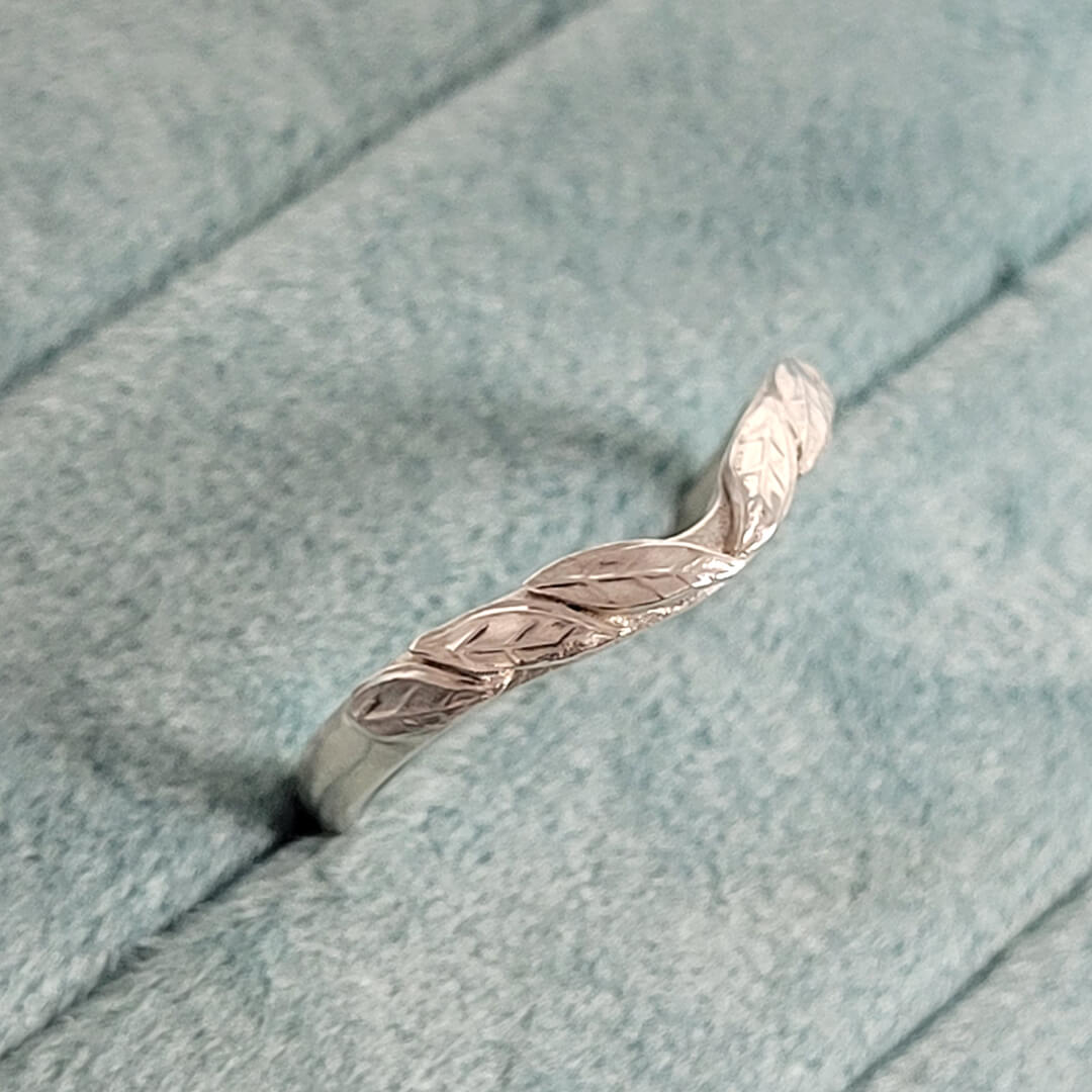 Willow Leaf Curved Wedding Band in Sterling Silver