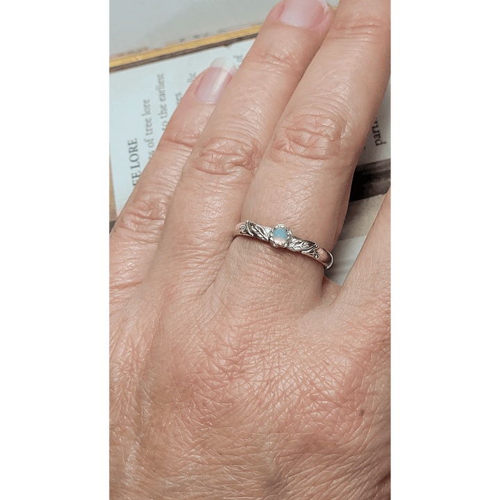 Willow Leaf Opal Ring in Sterling Silver