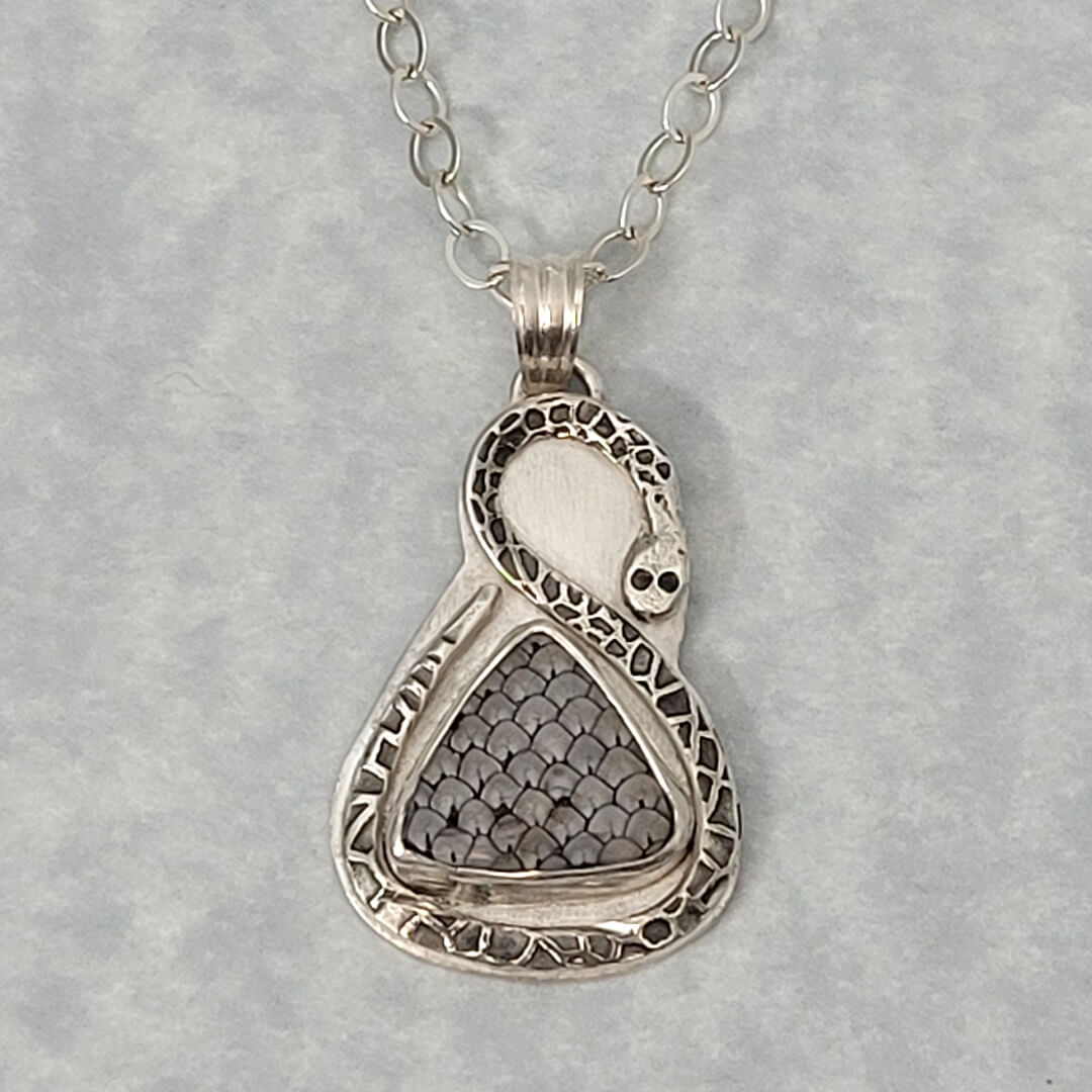 Wrasse Snakeskin Agate Stone Snake Necklace in Sterling Silver