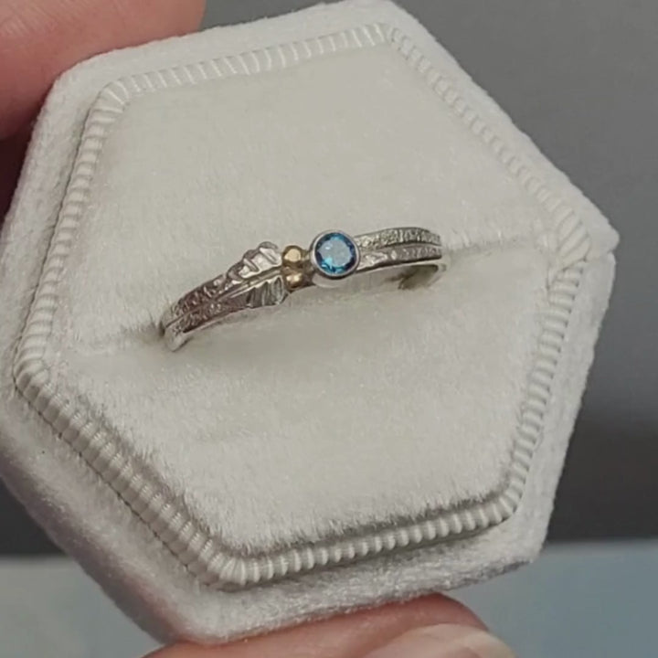 Twig and Leaf Ring with London Blue Topaz