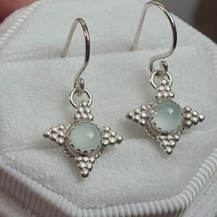 starburst earrings with aquamarine in sterling silver