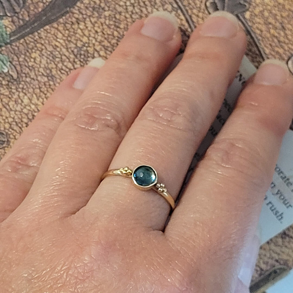 London blue topaz  ring in 14kt yellow gold