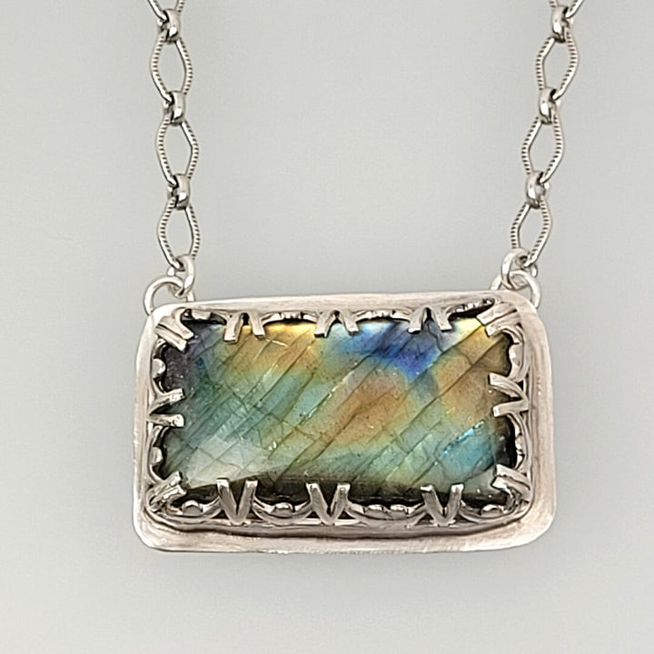 Vintage Style Labradorite Necklace in Sterling Silver