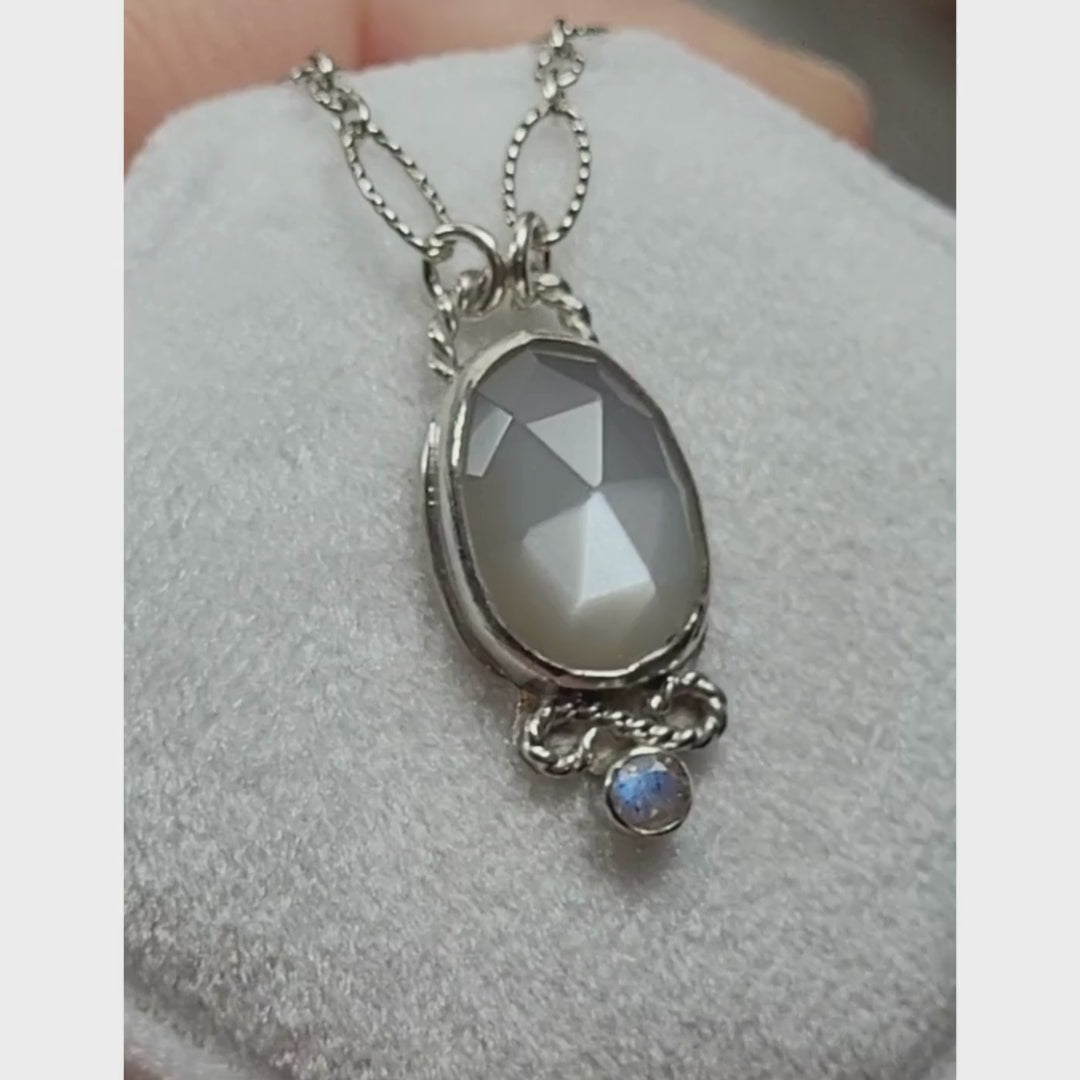 gray moonstone necklace with labradorite