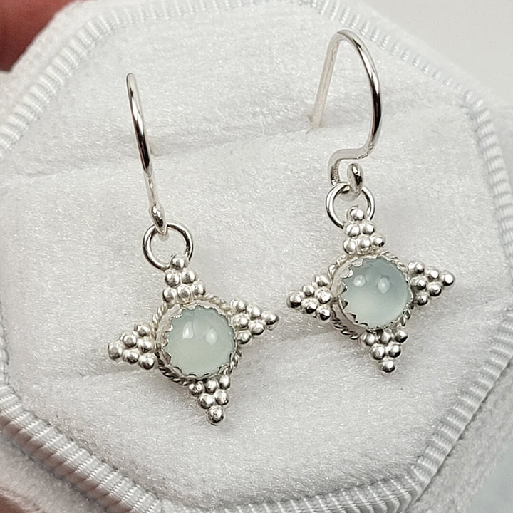 sterling silver starburst earrings with aquamarine 