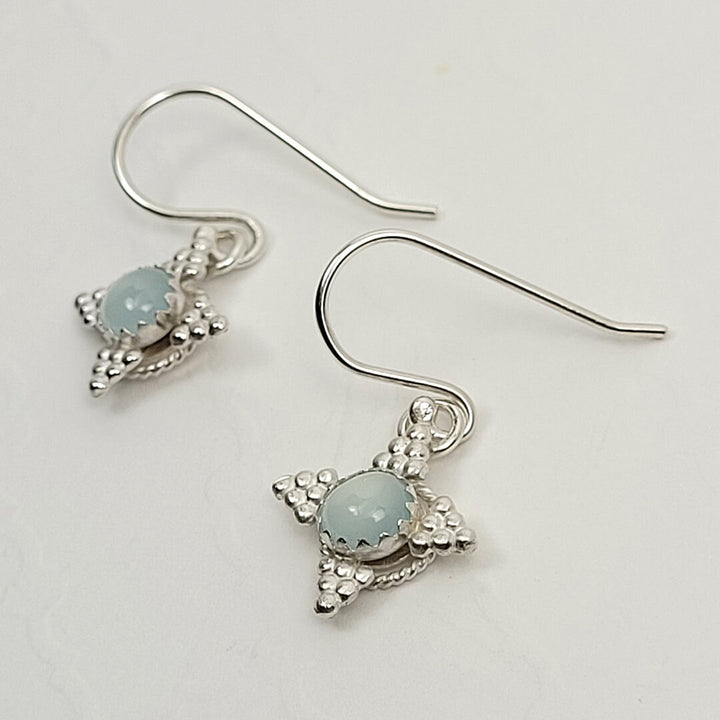 starburst earrings with aquamarine in sterling silver