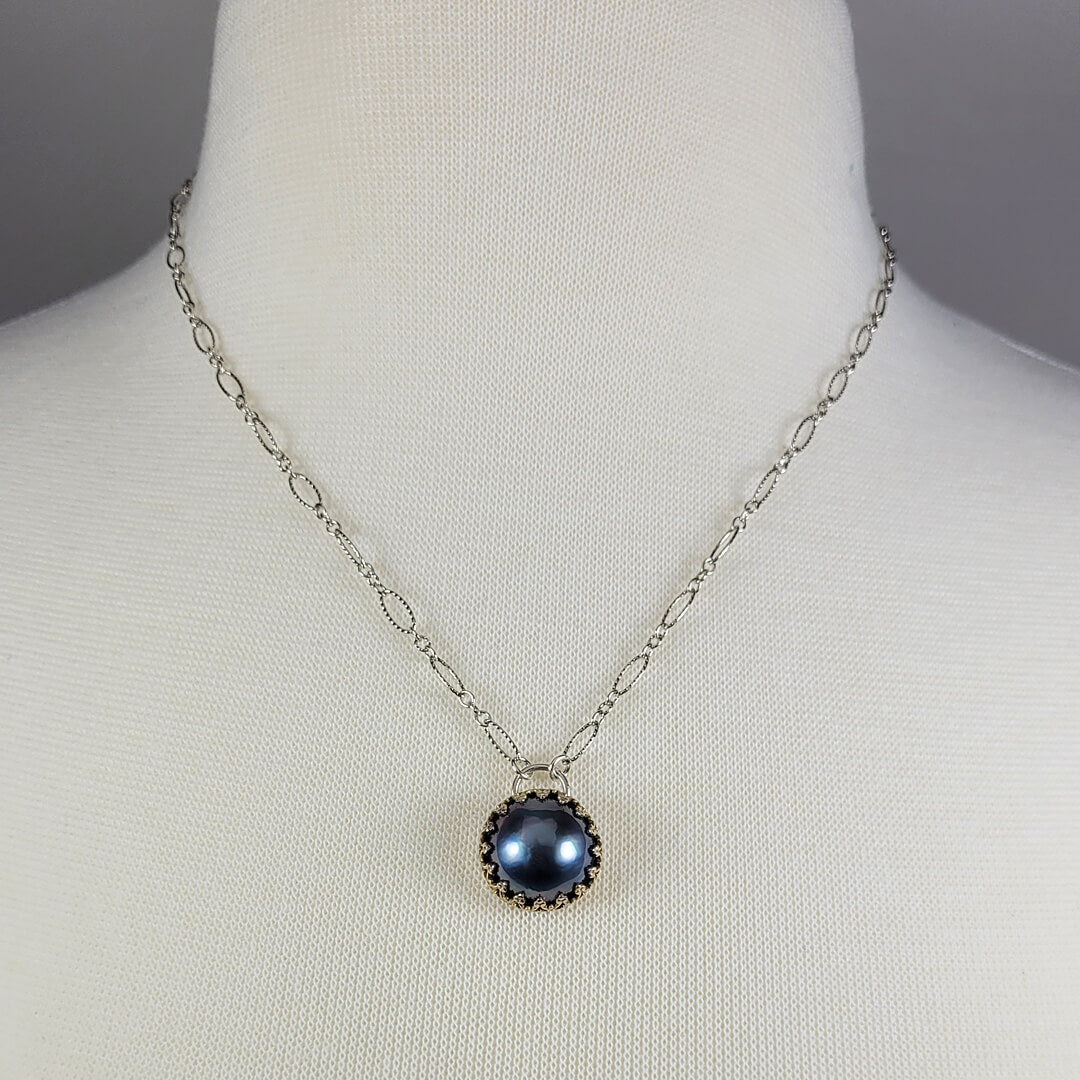 blue mabe pearl pendant necklace