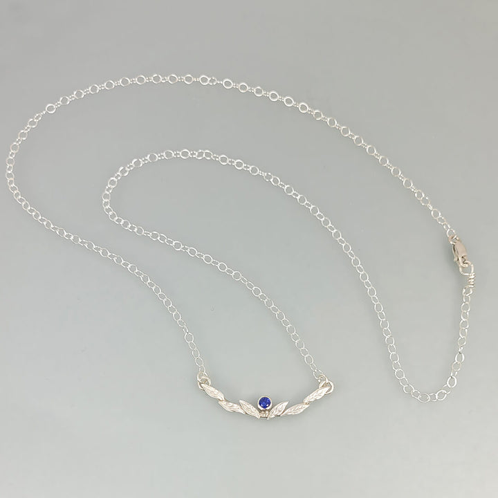 Leafy Vine Blue Sapphire Necklace in Sterling Silver