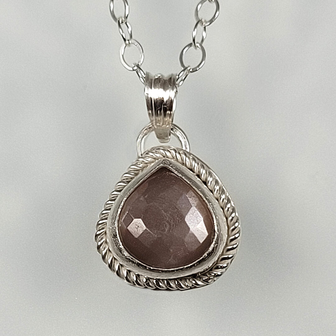 chocolate moonstone necklace in sterling silver
