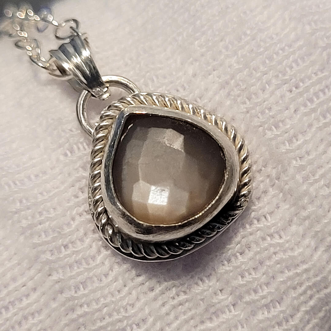 chocolate moonstone necklace in sterling silver