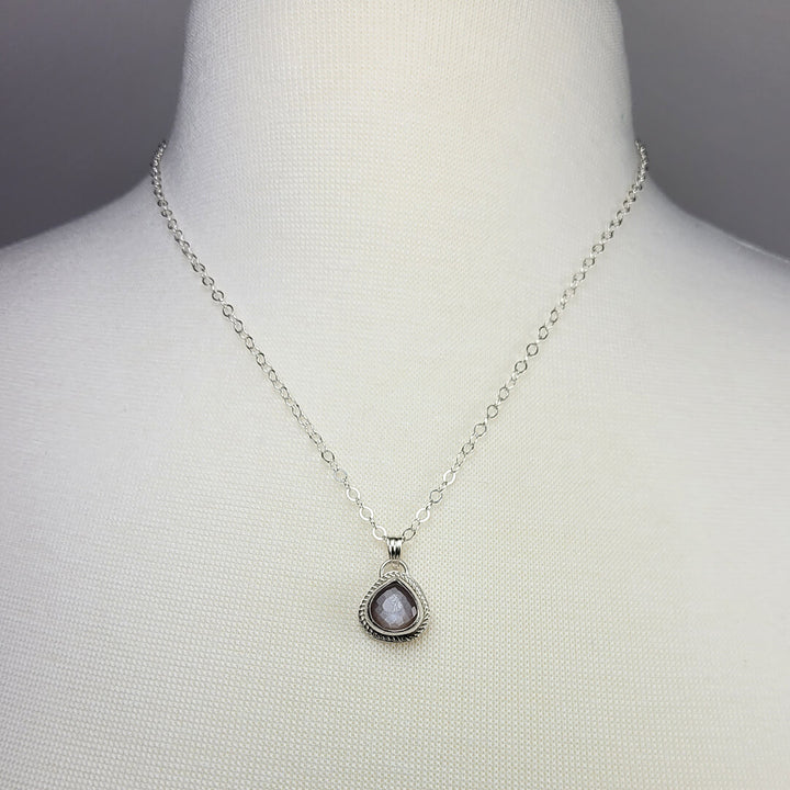 chocolate moonstone pendant necklace in sterling silver