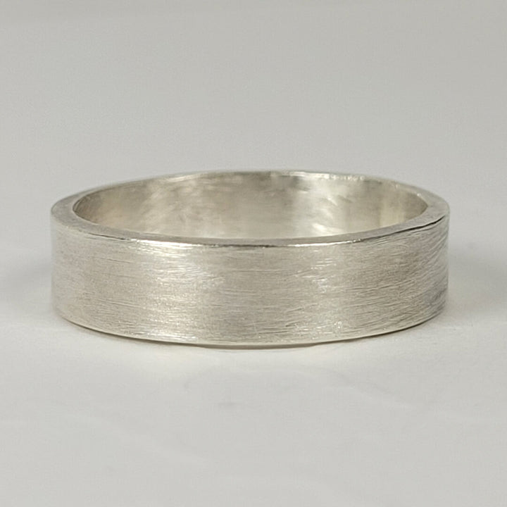 men's sterling silver wedding band with brushed finish