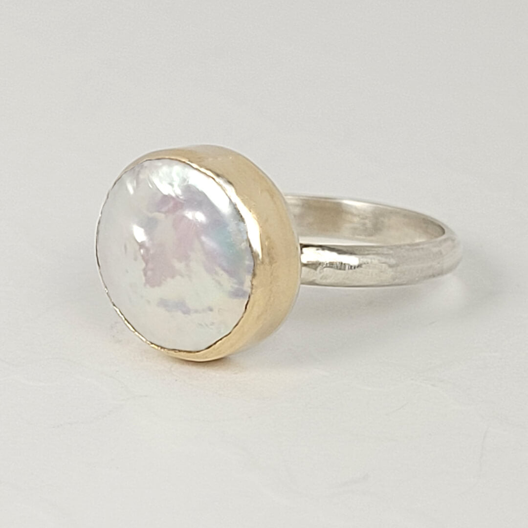 Vintage Sterling Silver Large Flat White Moon Stone Ring - Unique Gold &  Diamonds