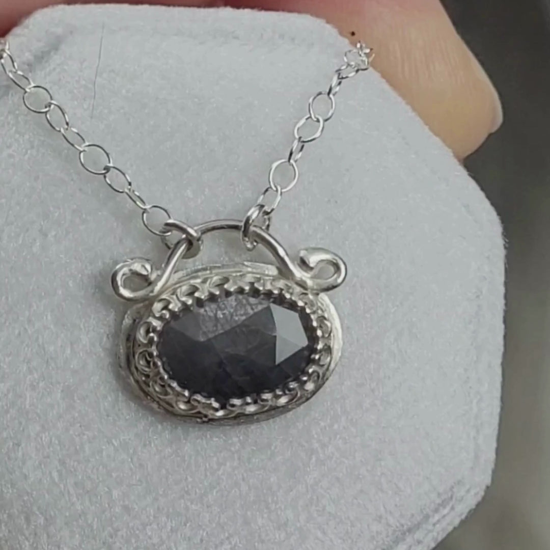 Gray Sapphire Necklace in Sterling Silver