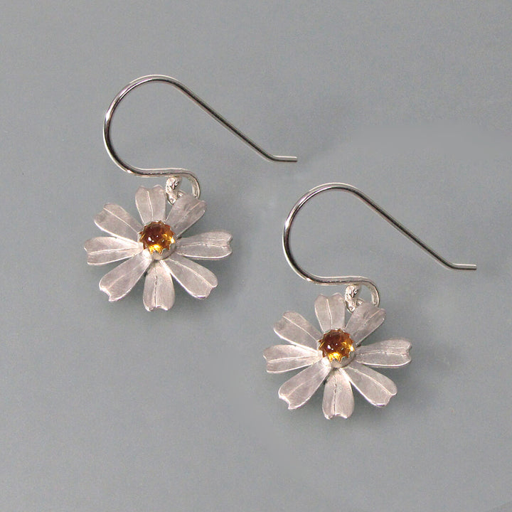 Sterling silver daisy earrings with citrine
