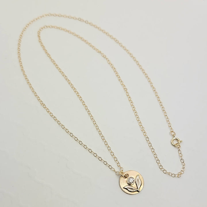 Flower Diamond Necklace in 14kt Gold
