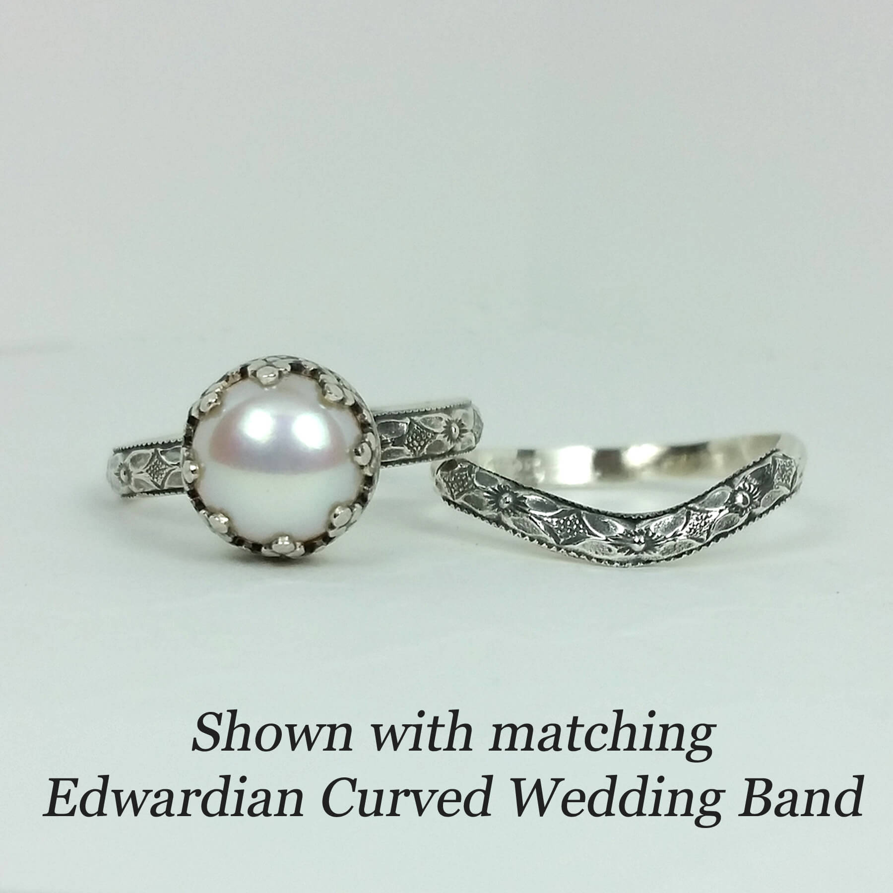 Rose Gold Leaf Pearl Engagement Ring, Diamond Ring AP317