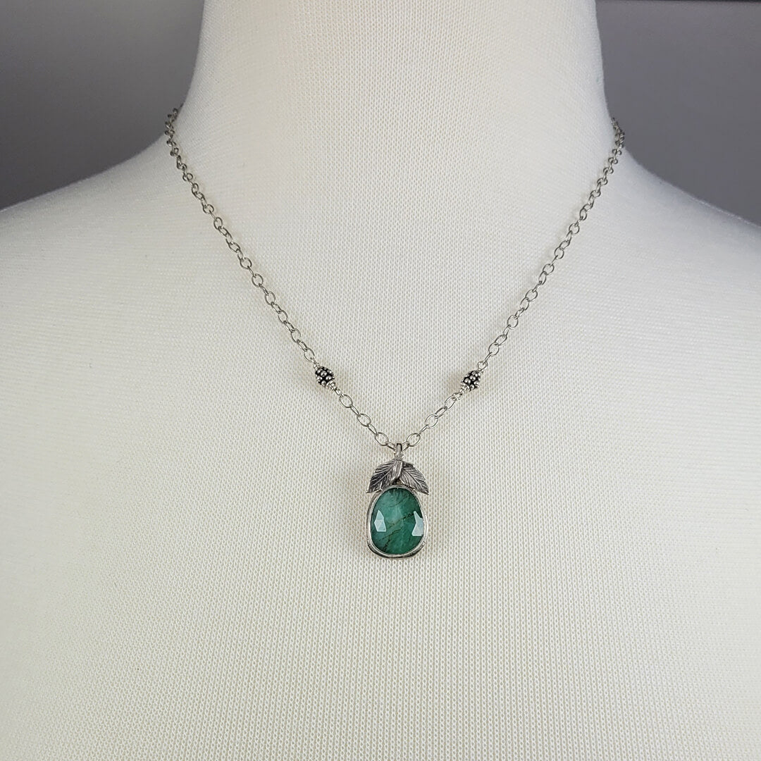 Emerald and pave diamond evil eye with genuine Emerald beads necklace |  Natalie Barat Design