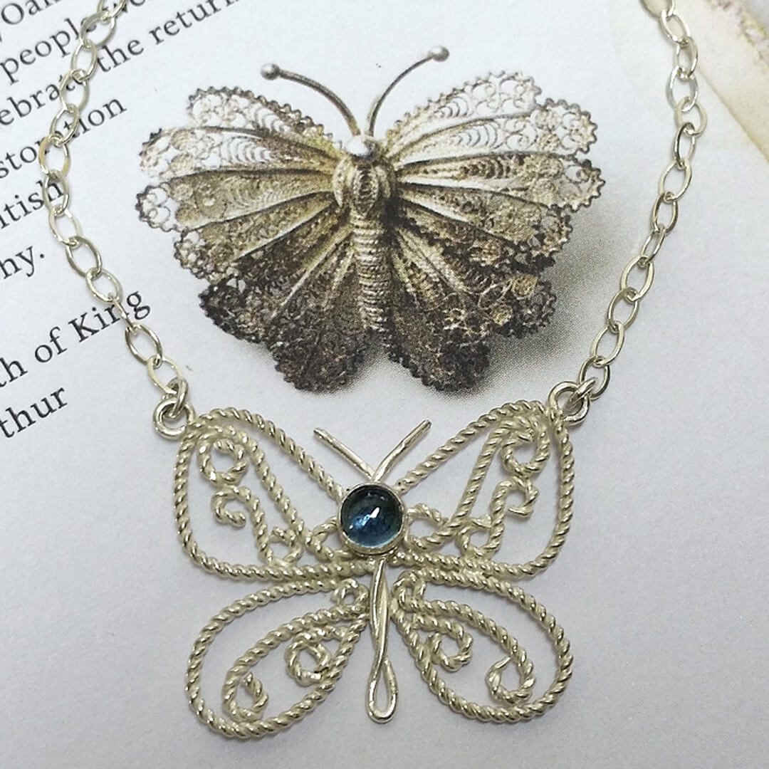 Sterling silver butterfly necklace vintage style