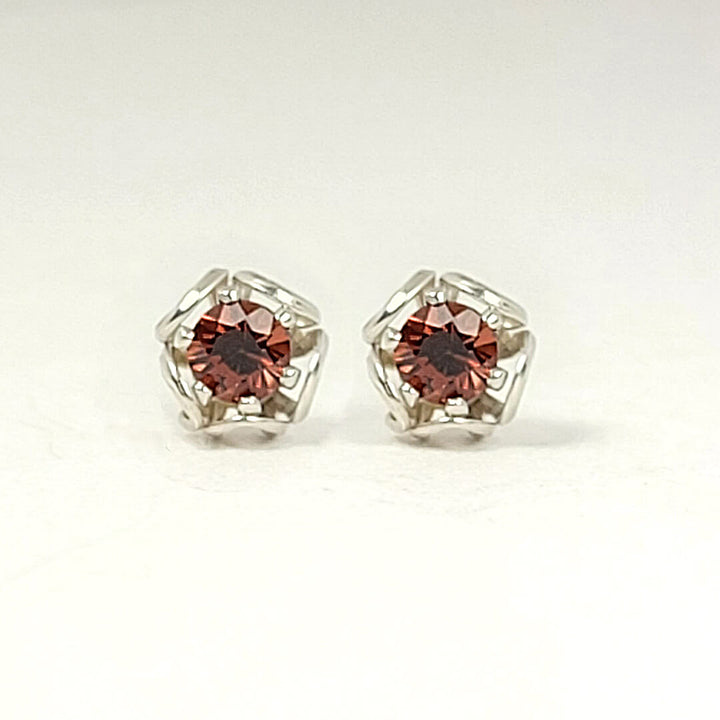 small stud earrings with garnets 