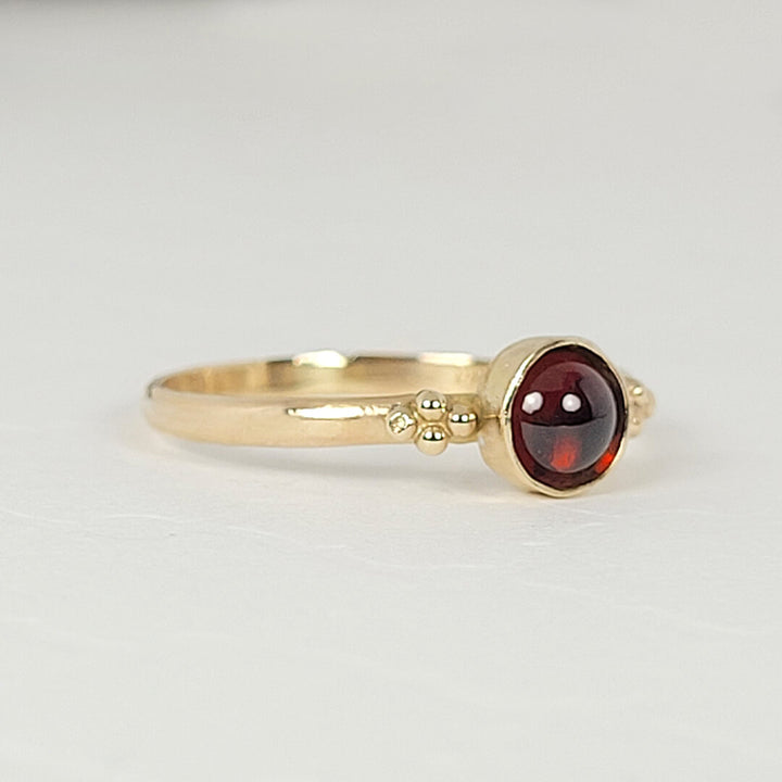 Garnet Engagement Ring in 14kt Yellow Gold, vintage-inspired