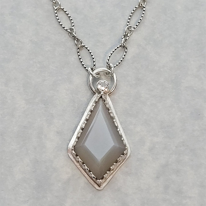 Gray Moonstone Kite Necklace in Sterling Silver