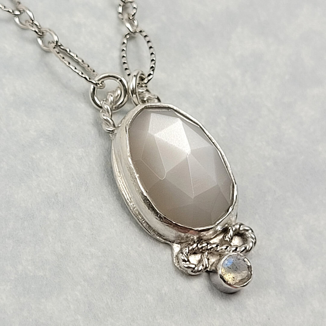 moonstone and labradorite necklace in sterling silver