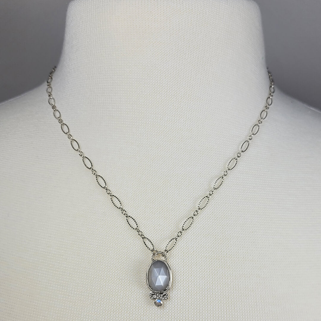 gray moonstone necklace with labradorite