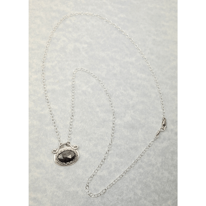 Rose Cut Gray Sapphire Necklace in Sterling Silver