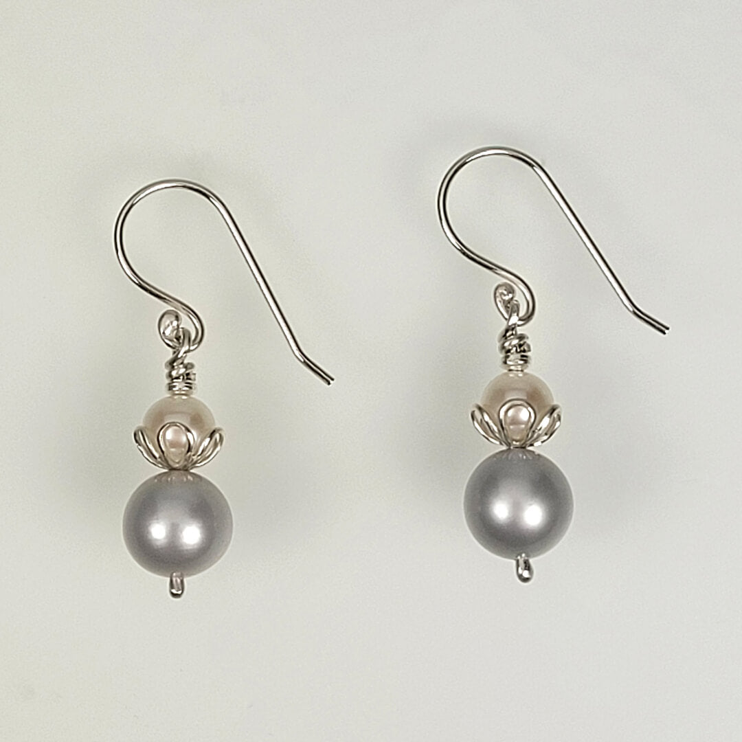 double pearl drop earrings in sterling silver