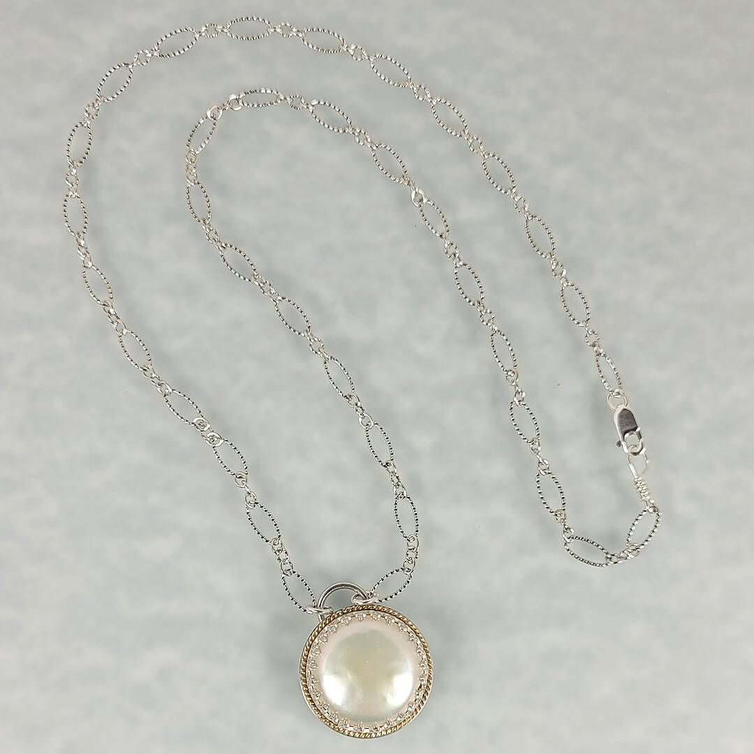 large white coin pearl pendant necklace 