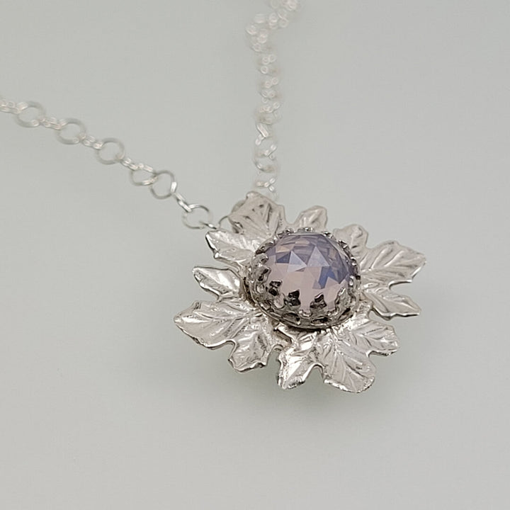 Woodland Sprite Lavender Quartz Necklace with Leaves 