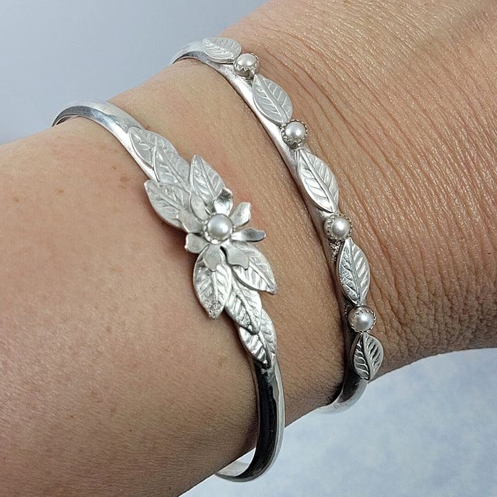 nature inspired cuff bracelets in sterling silver