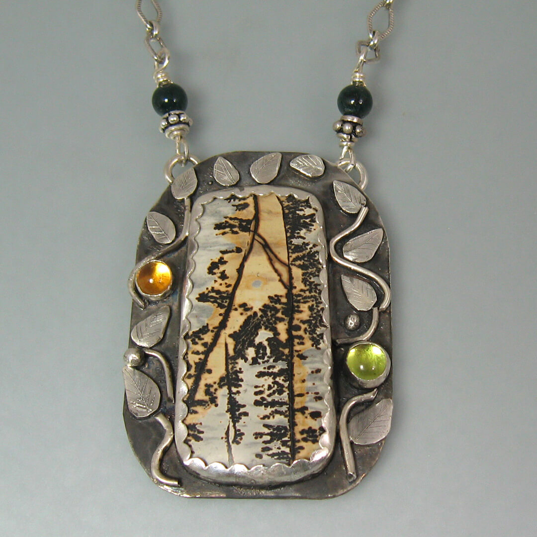 trees necklace with nature's paintbrush stone