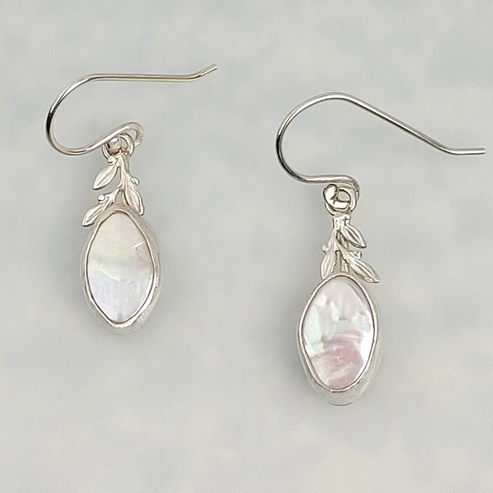 Leafy Petal Pearl Drop Earrings in Sterling Silver