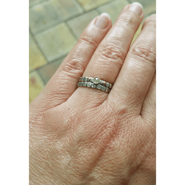 Stepping Stones Rose Cut Diamond Ring with matching Stepping Stones Sterling Silver Band 