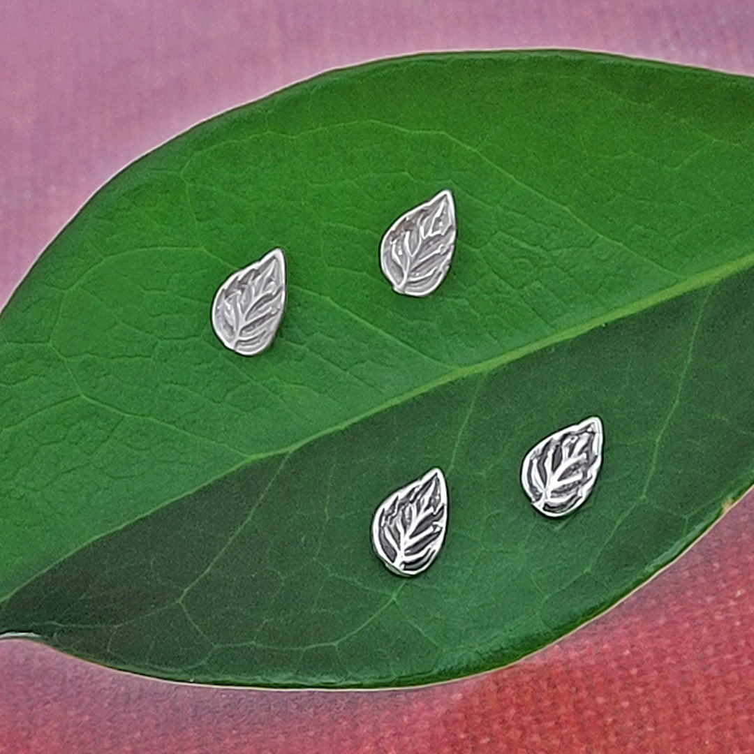 rose leaf stud earrings