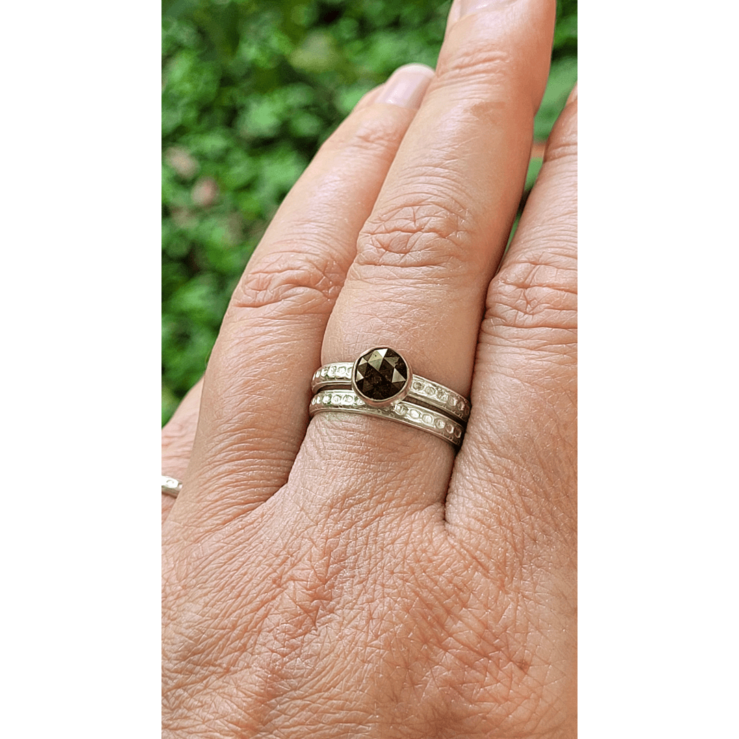 Raw Chocolate Brown Diamond Ring in Sterling Silver and 14kt Gold