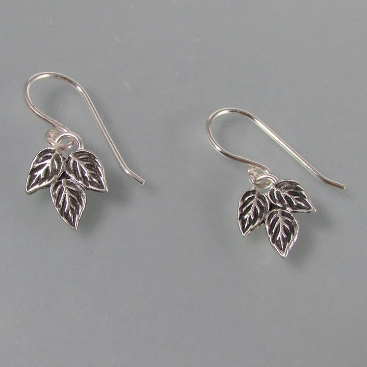 Sterling silver rose leaf earrings