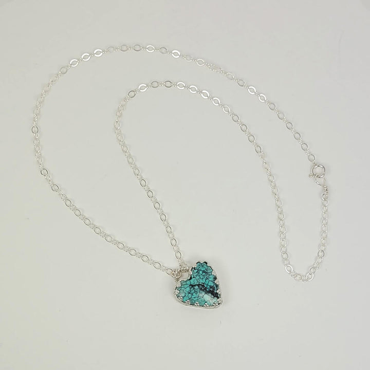 Milky Way turquoise heart necklace in sterling silver