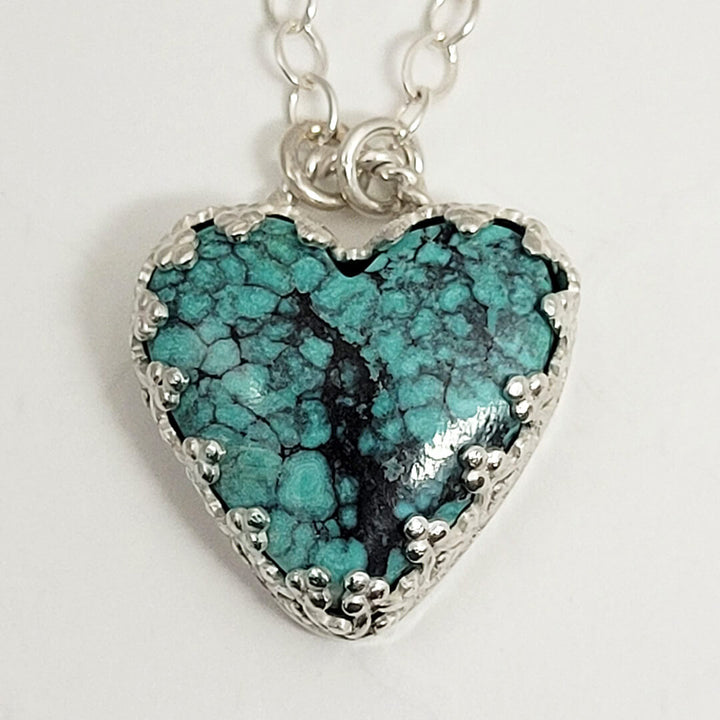 turquoise heart necklace in sterling silver