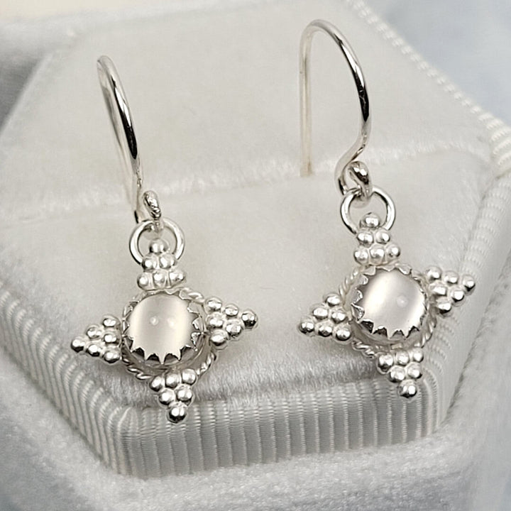 sterling silver starburst earrings with moonstone