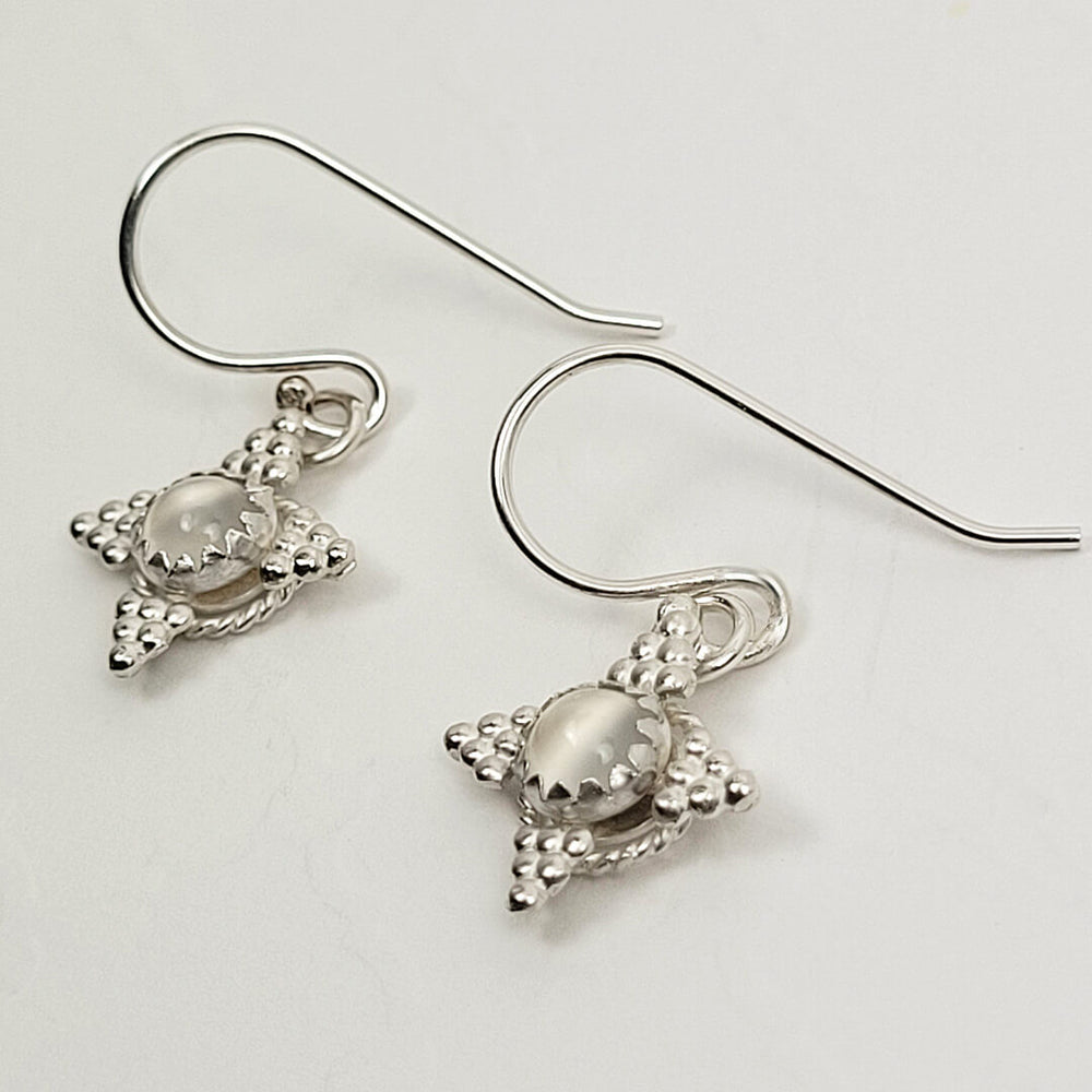 starburst earrings with moonstone