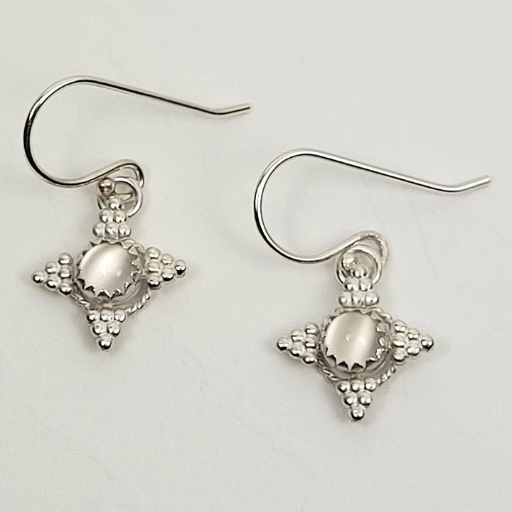 white moonstone starburst earrings