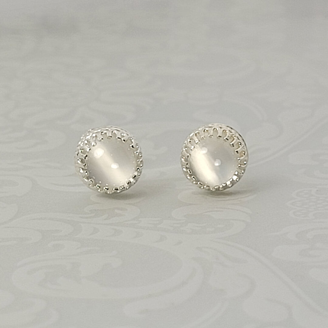 white moonstone stud earrings