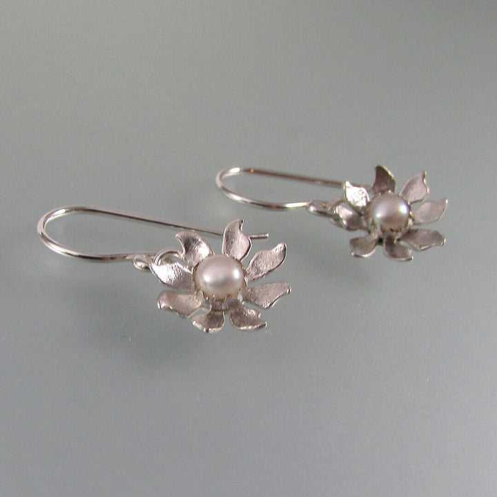 Sterling silver wildflower earrings with pearls
