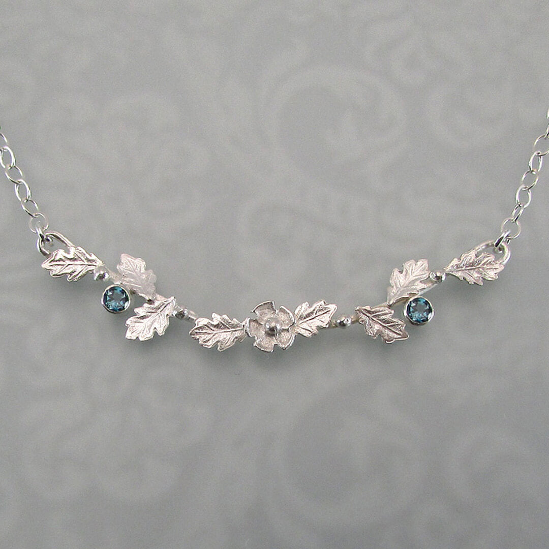 garland flower necklace with London blue topaz
